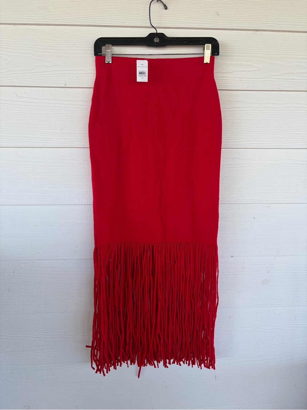Ann Taylor Red Fringe Maxi Skirt